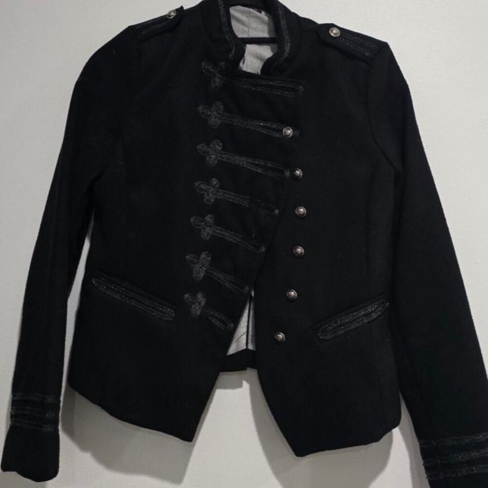 Brandy Melville Women's Black Military Front Button Jacket Size M